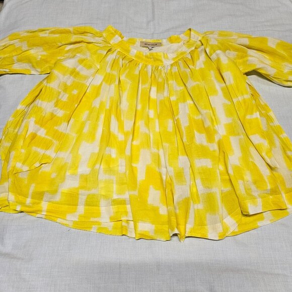 SEE BY CHLOE Yellow Printed Pleated Swing Blouse Women Size 2 - Picture 16 of 16